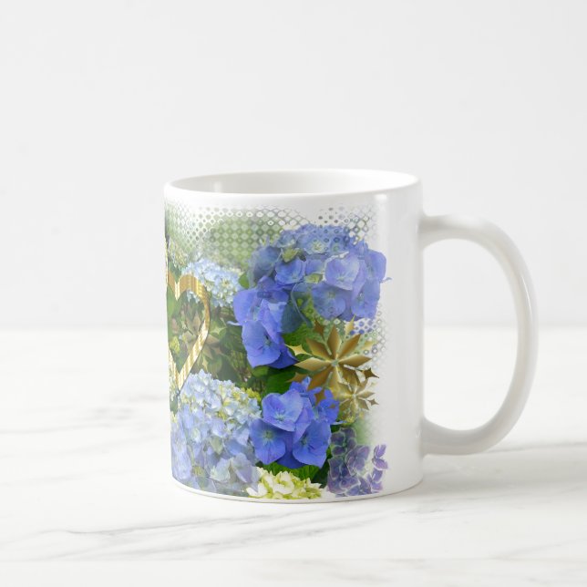 Caneca De Café Corações e Hydrangeas (Direita)