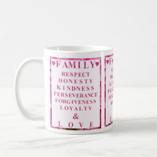Caneca De Café Corações e Letreiros Florais Cor-de-Rosa, Bonitos,