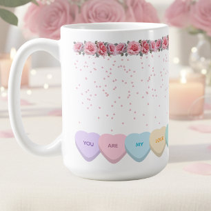 Caneca De Café Corações e Rosas de Doces do Dia dos Namorados