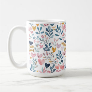 Caneca De Café Corações em aquarela