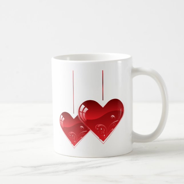 Caneca De Café Corações em uma Corda (Direita)