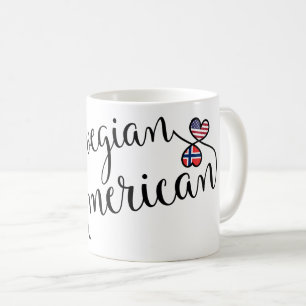 Caneca De Café Corações Entusimesados Noruegueses Americanos