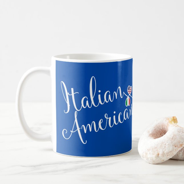 Caneca De Café Corações Entwinados Italianos Americanos (Com Donut)