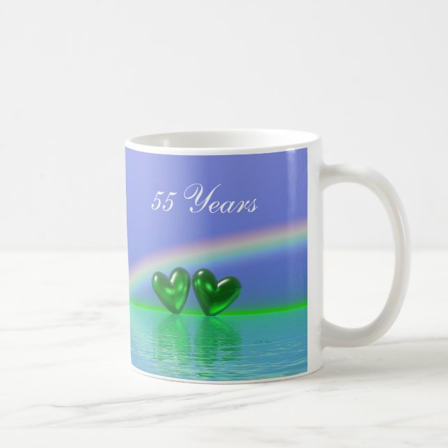 Caneca De Café Corações Esmeralda de 55º Aniversário (Direita)