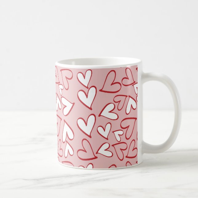 Caneca De Café Corações Espalhados (Direita)