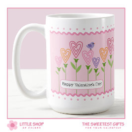 Caneca De Café Corações Florais Personalizáveis Dia dos Namorados