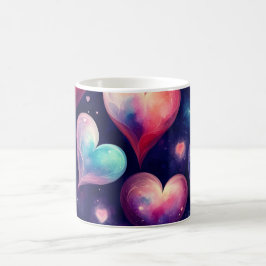Caneca De Café Corações  Galáxia Aquarela Arte de São Valentim 