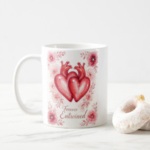 Caneca De Café Corações Gêmeos Para Sempre Enfeitiçados Floral 