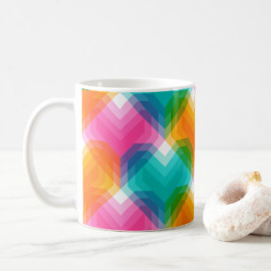 Caneca De Café Corações geométricos em cores psicodélicas (1)