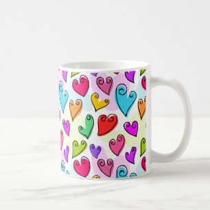 Caneca De Café Corações Girly Vibrantes Dia de os namorados Român