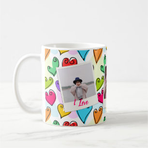 Caneca De Café Corações Girly Vibrantes Foto de Namorados Românti