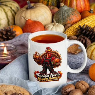 CANECA DE CAFÉ CORAÇÕES GRATOS, LARES FELIZES