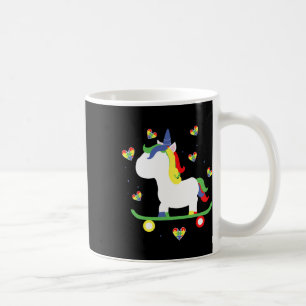 Caneca De Café Corações Mágicos de Unicórnio Autista de Skate Fof