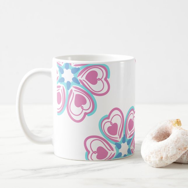Caneca De Café corações Mug (Com Donut)