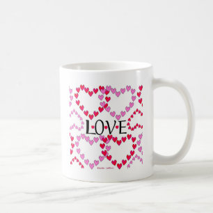 Caneca De Café Corações Pequenos Rosa Vermelho AMOR