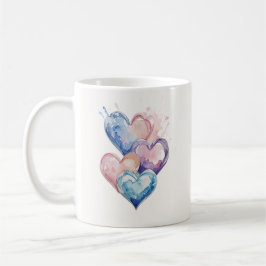 Caneca De Café Corações Pintados a Aguarela