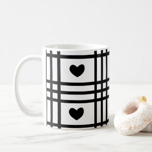 Caneca De Café Corações Preto e Branco Dia dos Namorados