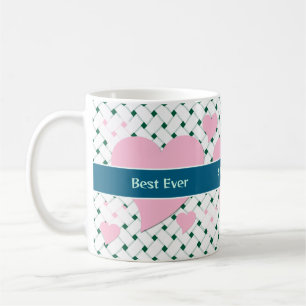 Caneca De Café Corações Rosa Bonitos, Verde Azul Melhor Diversão
