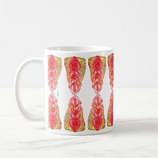 Caneca De Café Corações Rosa e Verde