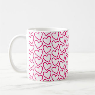 Caneca De Café Corações Rosa Quente