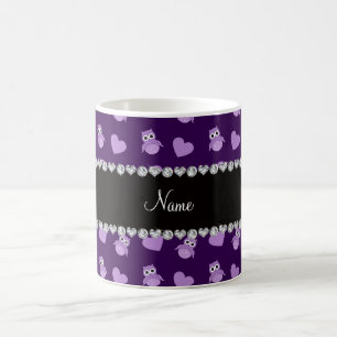 Caneca De Café Corações roxos conhecidos personalizados da coru