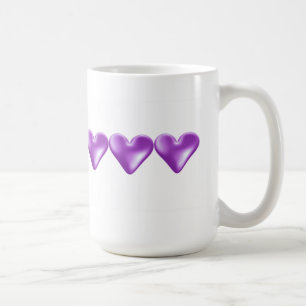 Caneca De Café Corações Roxos Flutuantes