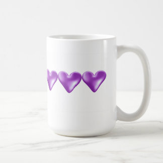 Caneca De Café Corações Roxos Flutuantes