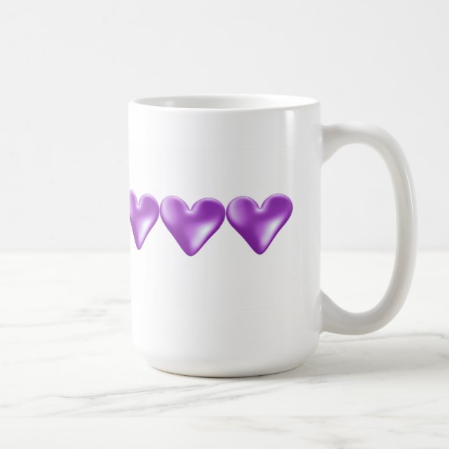 Caneca De Café Corações Roxos Flutuantes (Direita)
