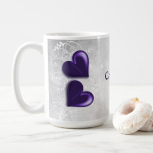 Caneca De Café Corações Roxos - Mug de Café Personalizado