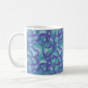 Caneca De Café Corações Sobrepostos Abstratos em Padrão de Água-M
