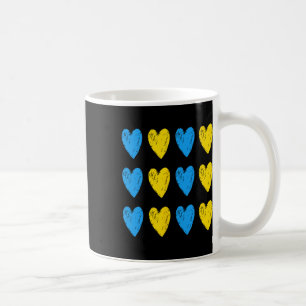 Caneca De Café Corações Ucranianos Apoiam a Bandeira Amarela Azul