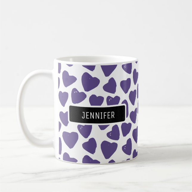 Caneca De Café Corações ultra violetas personalizadas (Esquerda)