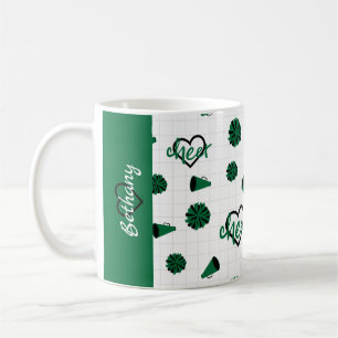 Caneca De Café Corações Verdes, Pom Poms, Padrão Megafone