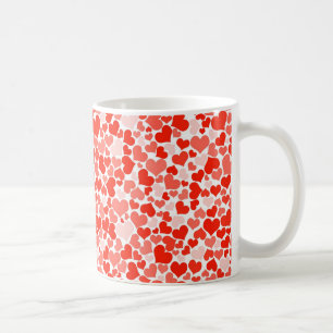 Caneca De Café Corações Vermelho e Rosa Bonitos
