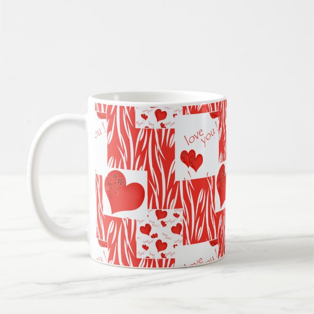 Caneca De Café Corações vermelhos, amor. (Esquerda)