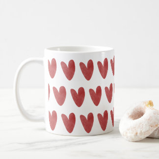 Caneca De Café Corações Vermelhos Destacados e Fofos em Todas as