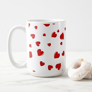 Caneca De Café Corações Vermelhos Personalizados