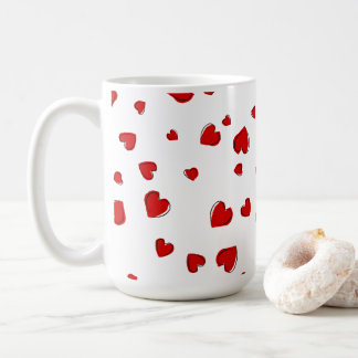Caneca De Café Corações Vermelhos Personalizados