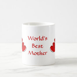 Caneca De Café Corações vermelhos personalizados da melhor mãe do