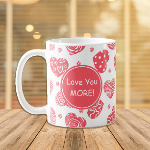 Caneca De Café Corações Vermelhos Te Ama Mais Namorados Café M