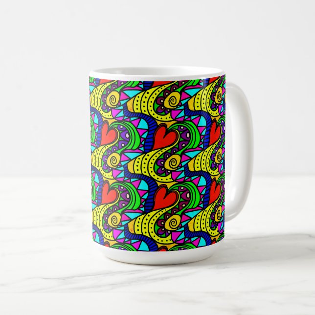 Caneca De Café Corações Vivos (Frente Esquerda)