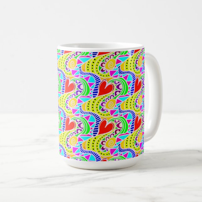 Caneca De Café Corações Vivos (Frente Esquerda)