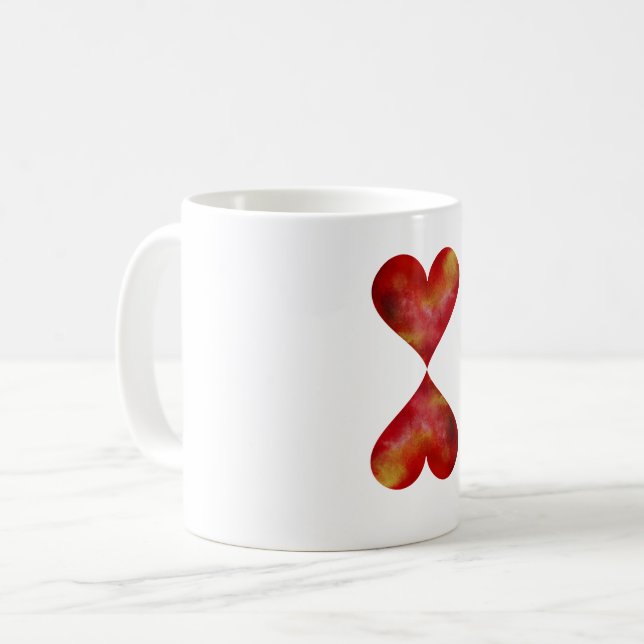 Caneca De Café Corações White 325 ml Clássica (Frente Esquerda)
