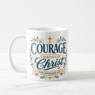 Caneca De Café Coragem Através de Cristo Agradecimento ao Pastor