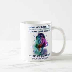 Caneca De Café Coragem de Sensibilização do Leão Suicida Nem Semp