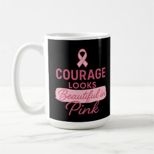 Caneca De Café Coragem fica linda no Cancer rosa