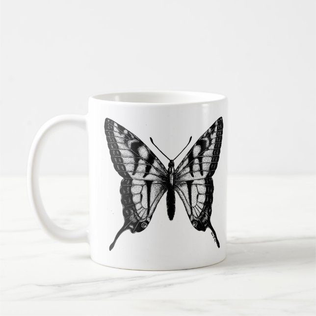 Caneca de café corajosa da borboleta de (Esquerda)