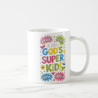 Caneca De Café Corajoso Amo o Super Criança Cristã de Deus e a Fé