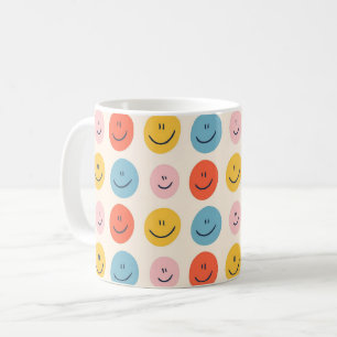 Caneca De Café Corajoso Rosto Feliz Blobs Spotty Divertido Padrão