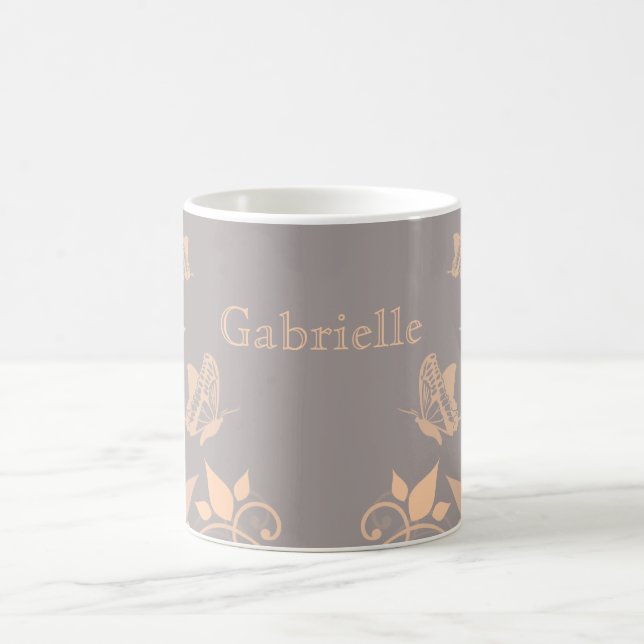 Caneca De Café Coral Borboleta Floral (Centro)